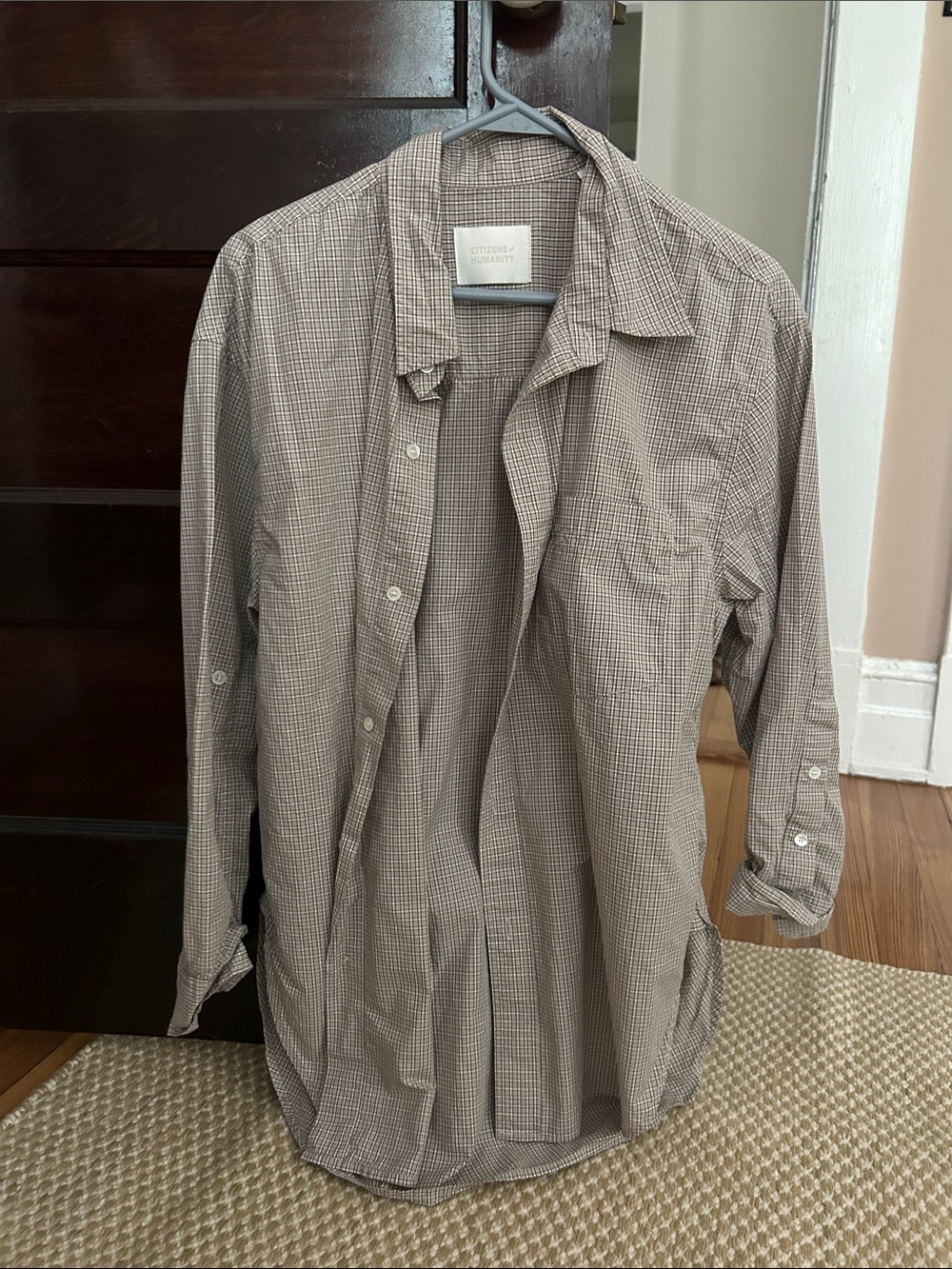 Citizens Of Humanity Kayla Shirt in Cardiff Plaid Micro-Check Lightweight Shirt